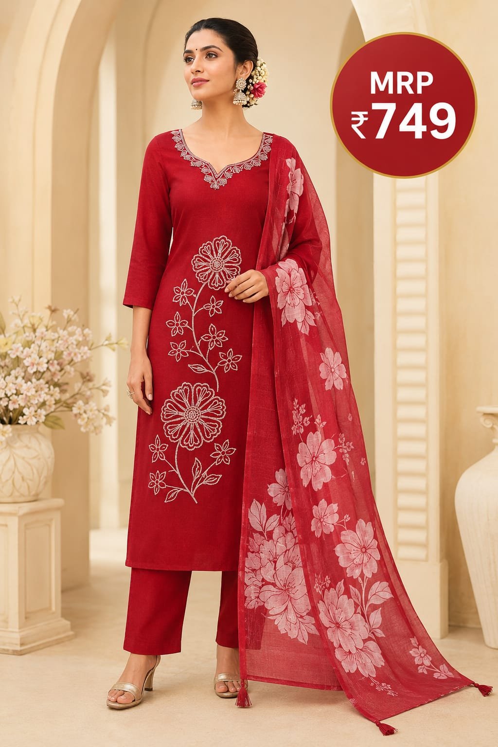 Kurti pant dupatta set - Image 2