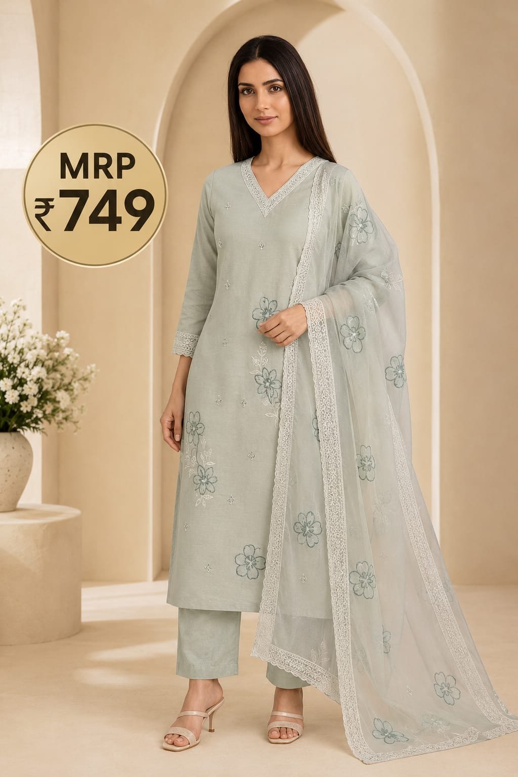 Kurti pant dupatta set - Image 3