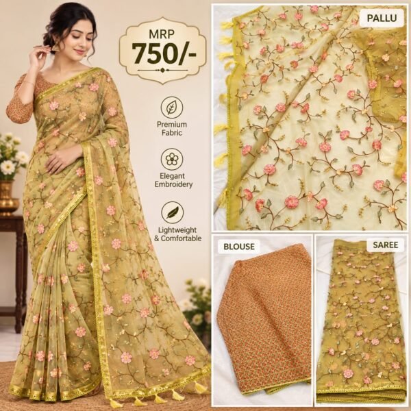 Georgette work saree