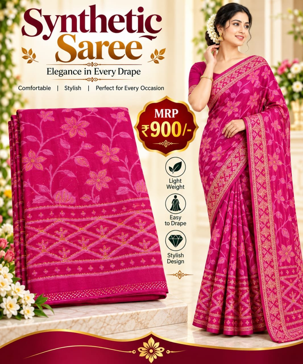 Synthetic saree - Image 3